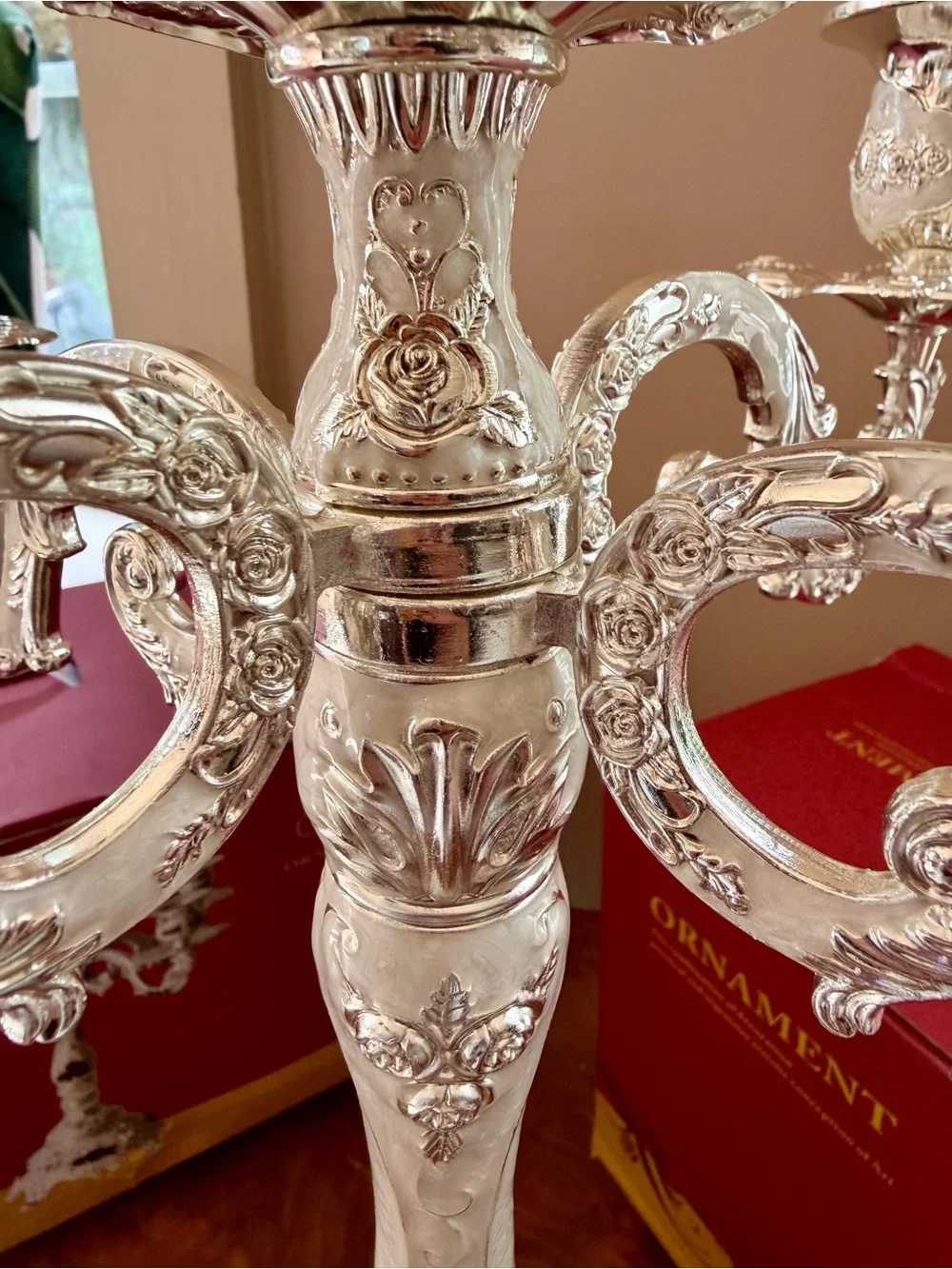 2 BENESRFIT Silver White Enamel 5 Arm Candelabra Candle Holder European Wedding
